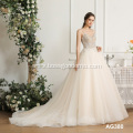 Customize Luxury Lace Embroidery Long Train Elegant Plus size ball gowns wedding dress bridal